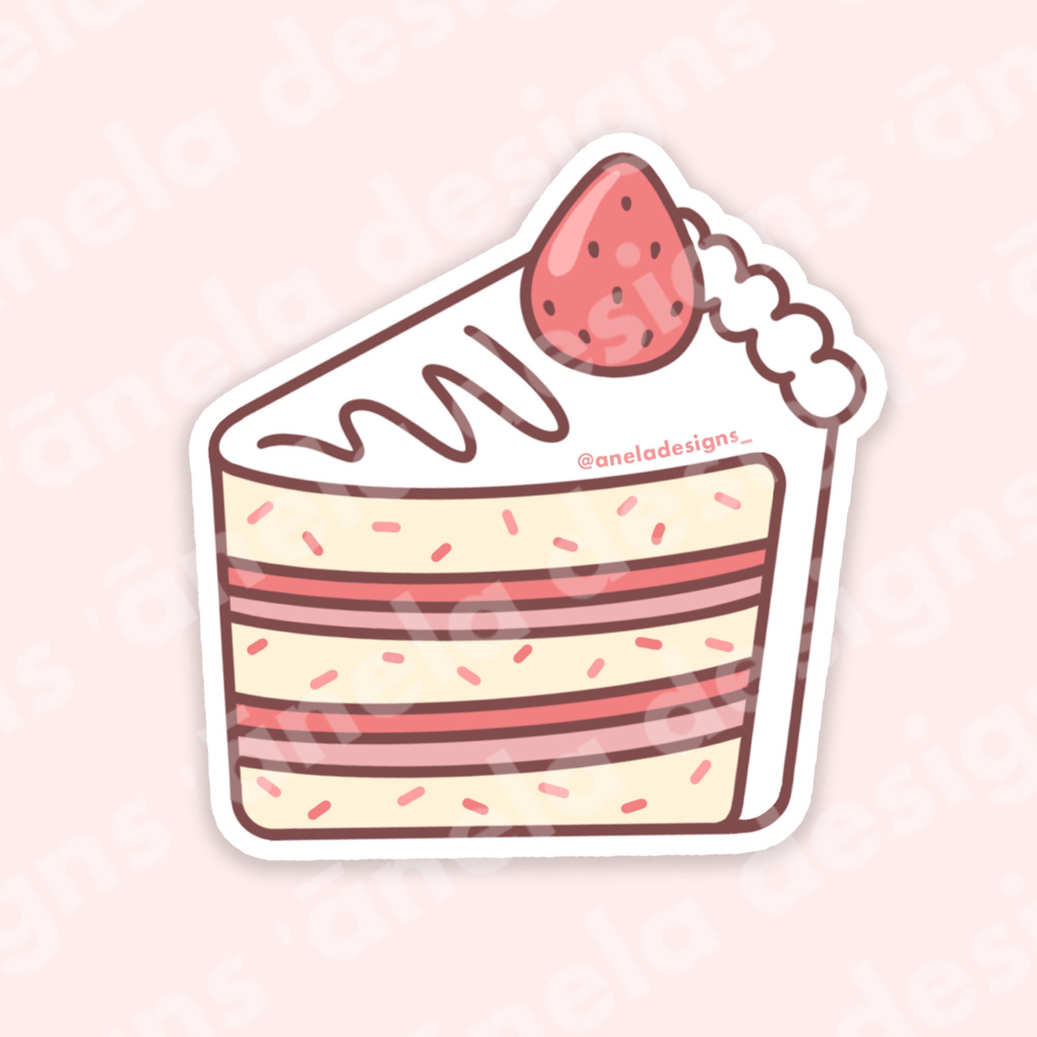 strawberry cake slice cartoon